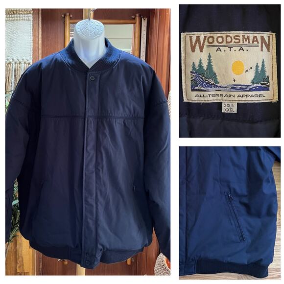 Vintage WOODSMAN ATA XXLT Jacket Navy Blue | Heavy Duty All-Terrain Coat 2XL - Picture 8 of 8